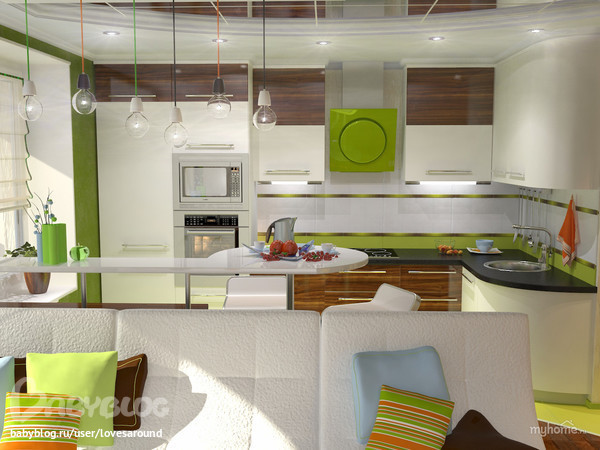 Кухня-гостиная 18 кв.м. варианты планировки - дизайн кухни 18 кв м .