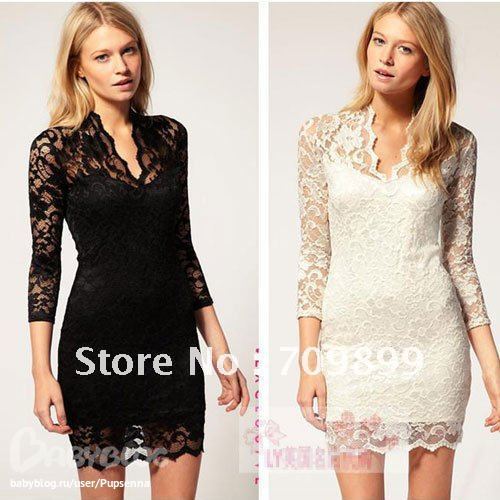 http://www.aliexpress.com/item/Black-Sex-Women-Ladies-V-neck-Mini-Slim-Lace-Dress-Clubwear-3-4-Sleeve-E0325/555337463.html